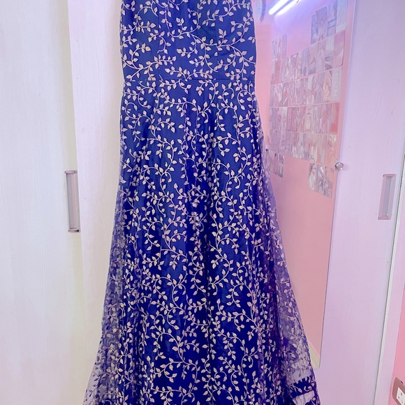 Full length navy blue flared Anarkali gown brand new with tag in 40 size - Picture 3 of 8